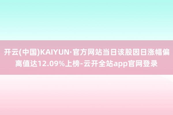 开云(中国)KAIYUN·官方网站当日该股因日涨幅偏离值达12.09%上榜-云开全站app官网登录